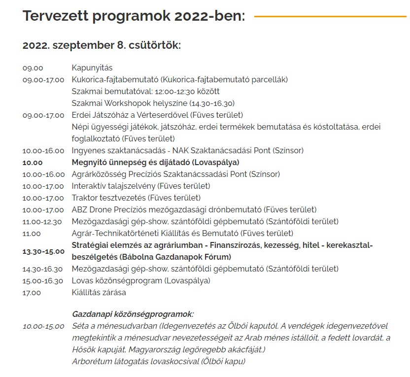 35. Bábolnai Gazdanapok programok 01